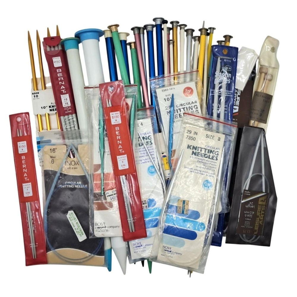 Assorted Vintage Modern Knitting Needles Lot Aluminum Plastic Circular Various S